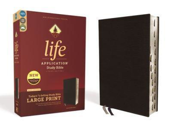 Picture of NIV LIFE APPLICATION LARGE PRINT BIBLE BLACK LEATHER T.I
