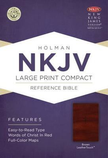 Picture of NKJV REFERENCE BIBLE COMPACT, LARGE PRINT, BROWN LEATHER TOUCH