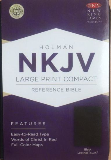 Picture of NKJV COMPACT REFERENCE BIBLE LARGE PRINT BLACK LEATHERTOUCH