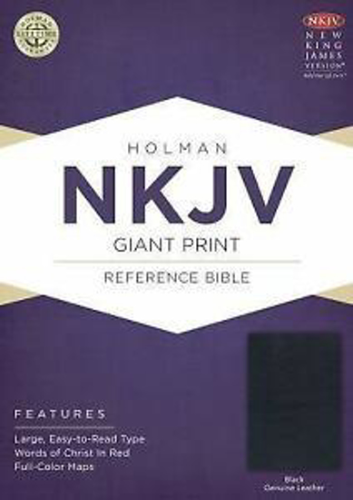 Picture of NKJV GIANT PRINT REFERENCE BIBLE BLACK GENUINE LEATHER