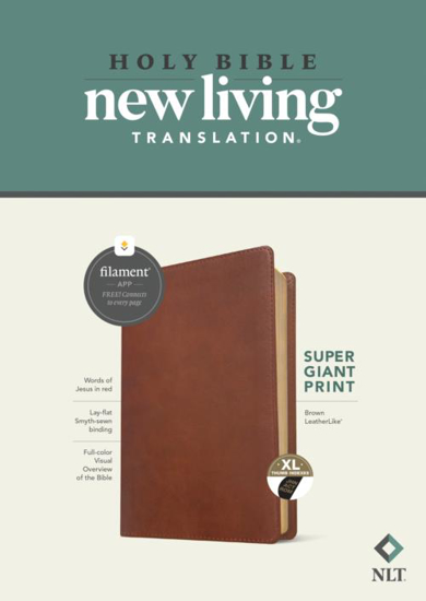 Picture of NLT SUPER GIANT PRINT BIBLE BROWN LEATHERSOFT