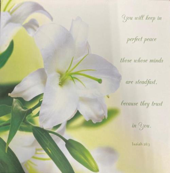 Picture of WHITE LILY PLAQUE - ISAIAH 26:3